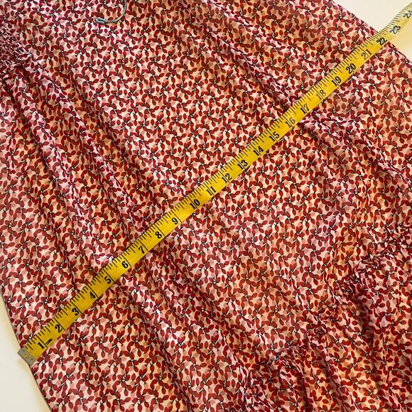 Max Studio Flounce Midi Dress Womens Medium Cream Baked Apple Bud Tiered Smocked - Picture 11 of 11